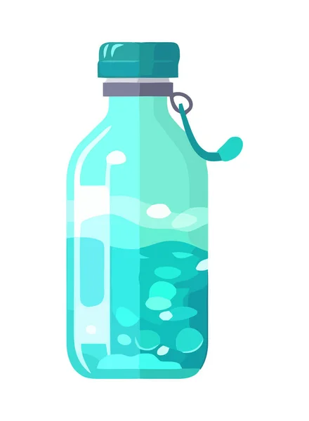Transparent Glasflaska Med Färsk Ekologisk Dryck Isolerad — Stock vektor