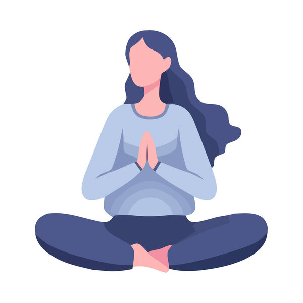 Meditating women in lotus position find harmony isolated