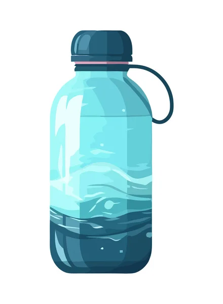 Erfrischende Blaue Flüssigkeit Plastikflaschendesign Isoliert — Stockvektor