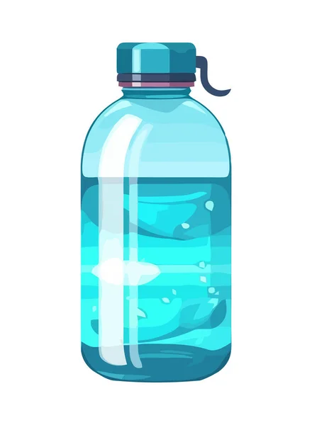 Transparente Flasche Gereinigten Wassers Mit Blauer Welle Isoliert — Stockvektor