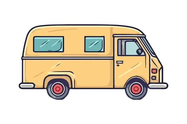Ônibus Amarelo Dirigindo Viagem Cheia Aventura Isolada — Vetor de Stock