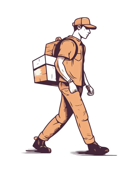 Delivery Person Carrying Package Character Isolated — Stock Vector