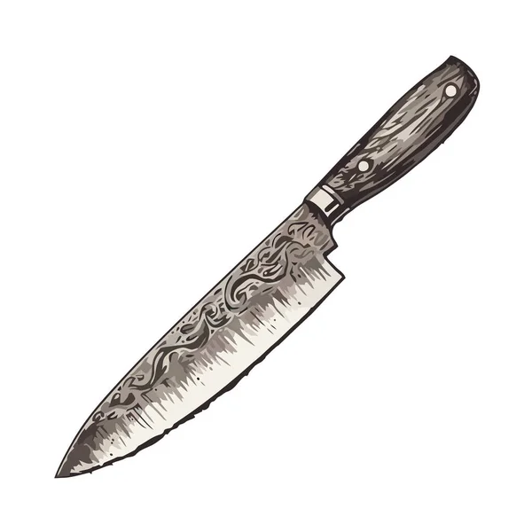 Острый Стальной Кухонный Нож Изолированный Белой Изолированной — стоковый вектор