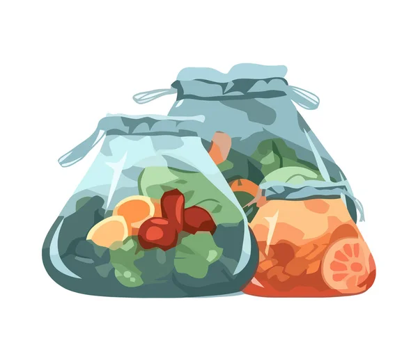 Frutas Verduras Orgánicas Frescas Una Cesta Aislada — Vector de stock
