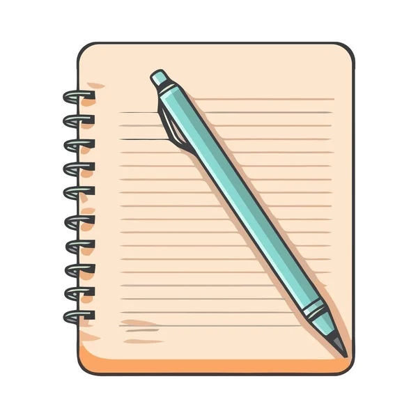 Blank Notebook Strona Niebieskim Ołówkiem Izolowane — Wektor stockowy