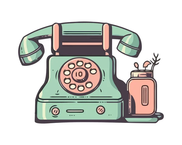 Antiguo Teléfono Giratorio Conecta Nostalgia Comunicación Aislada — Vector de stock
