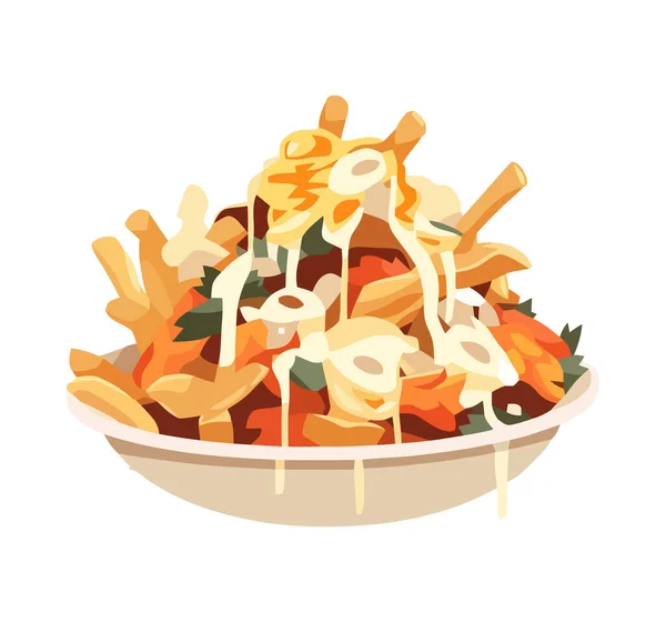 Salade Gastronomique Fraîche Aux Légumes Bio Viande Isolée — Image vectorielle
