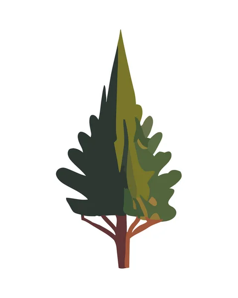 白い森の秋の木に緑の葉 — ストックベクタ