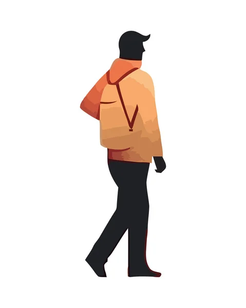 One Person Walking Winter Jacket White — Stock Vector