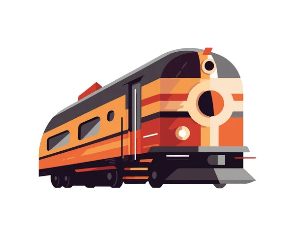 蒸気機関車は白の上に鉄道線路をスピードダウン — ストックベクタ