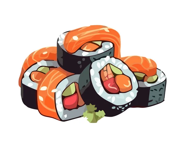 Refeição Frutos Mar Frescos Sushi Alimentos Saudáveis Isolados — Vetor de Stock