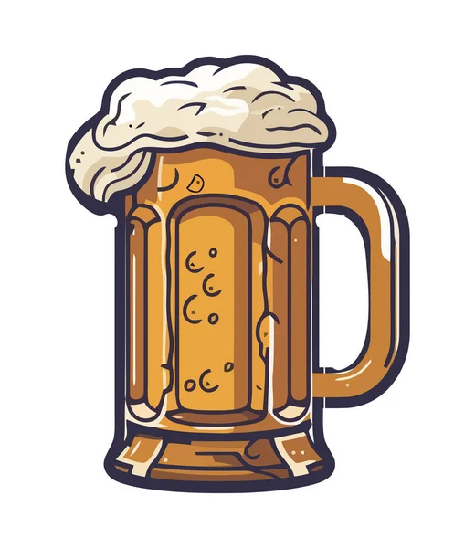 Cerveja Espumosa Vidro Dourado Celebração Perfeita Isolada —  Vetores de Stock