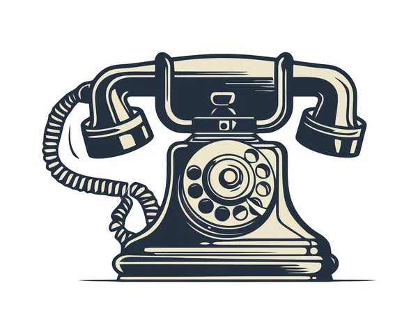 Antik Forgó Telefon Szimbóluma Nosztalgia Elszigetelt — Stock Vector