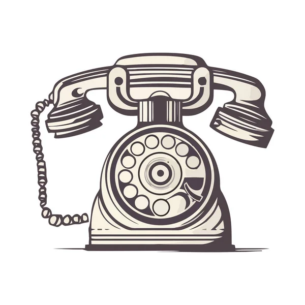 Teléfono Giratorio Antiguo Símbolo Antigua Comunicación Aislada — Vector de stock