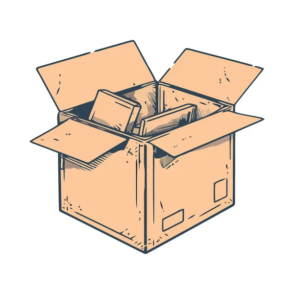 漫画の箱は 隔離された海運業界のリサイクル活動を象徴する — ストックベクタ