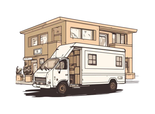 Απομονωμένο Φορτηγό Και Ημι Μεταφερόμενο Φορτίο — Διανυσματικό Αρχείο