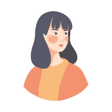 Gülümseyen çizim tasarımı yalnız genç kadınlar