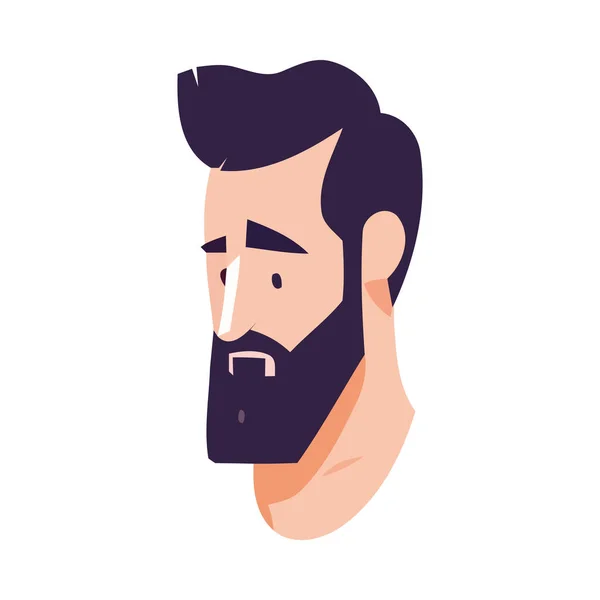 Мультяшный Человек Стильной Бородой Изолирован — стоковый вектор