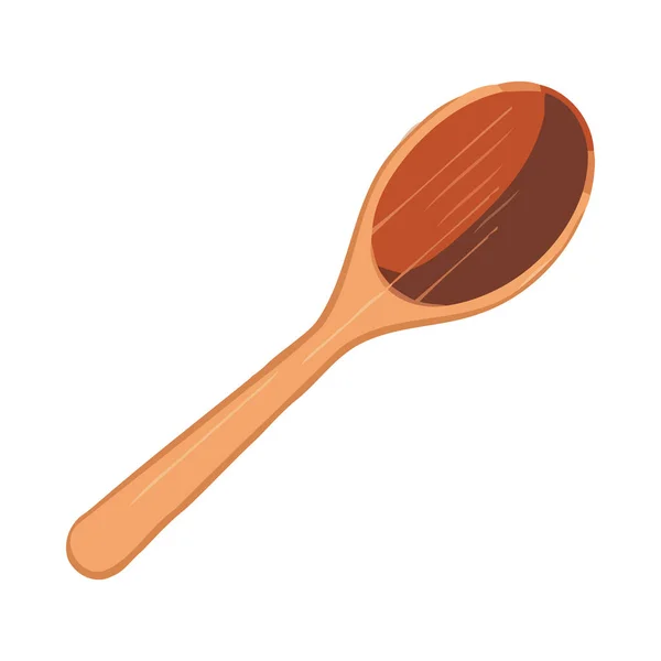 Ξύλινη Κουτάλα Και Σπάτουλα Για Μαγείρεμα Σούπας Απομονωμένη — Διανυσματικό Αρχείο