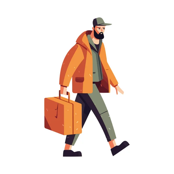 Man Walking Briefcase Vector Illustration Isolated — Stock Vector