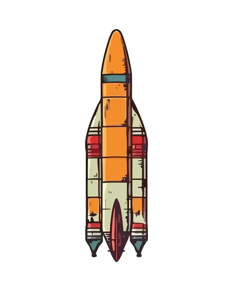 Flying Spaceship Rocket Galaxy Backdrop Isolated — Stock Vector