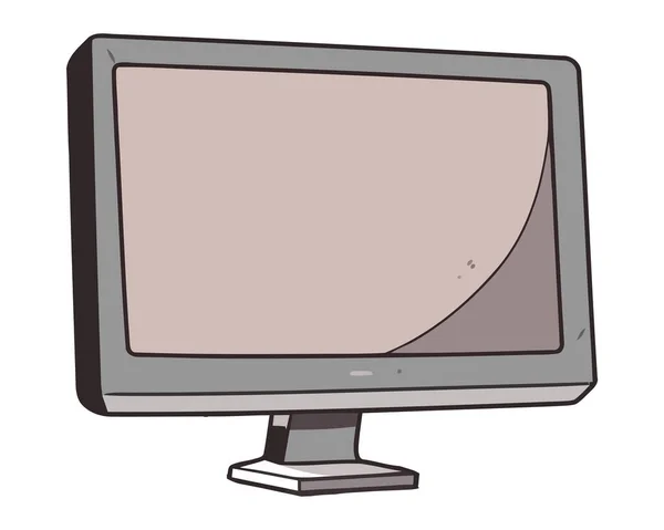 Monitor Komputer Modern Dengan Tampilan Layar Lebar Terisolasi - Stok Vektor