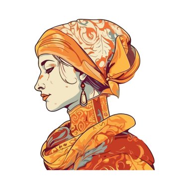 Geleneksel kıyafet giyen genç Rönesans kadını izole edilmiş.