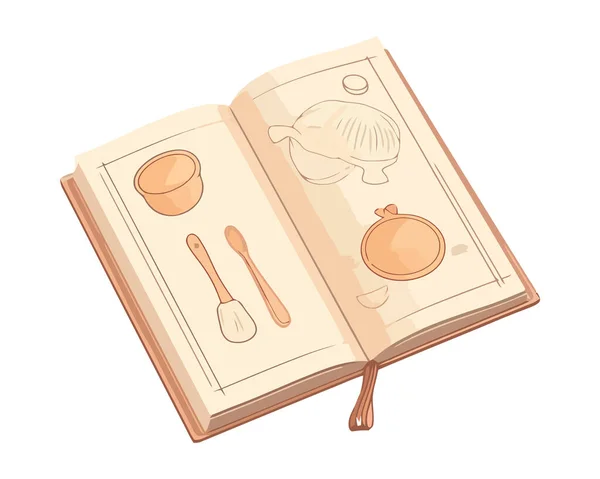 Старые Рецепты Книги Открытой Значок Изолирован — стоковый вектор