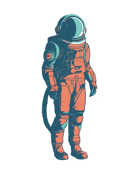 Astronauta Futurista Traje Espacial Con Brazo Cyborg Aislado — Vector de stock