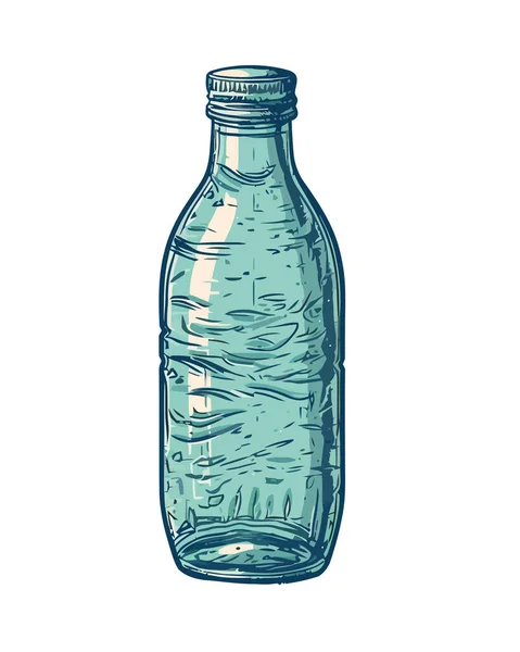 Cairan Biru Segar Dalam Desain Botol Plastik Terisolasi - Stok Vektor