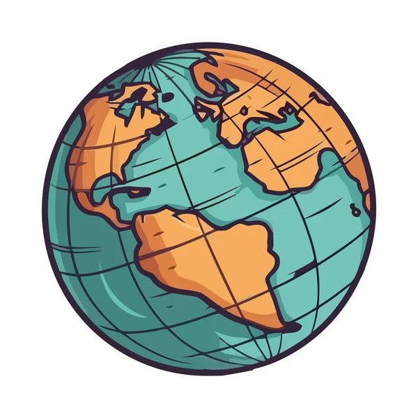 Viaje Global Ilustrado Mundo Mapa Esfera Aislada — Archivo Imágenes Vectoriales