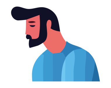 Mavi takım elbiseli modern adam yalnız gülümsüyor.