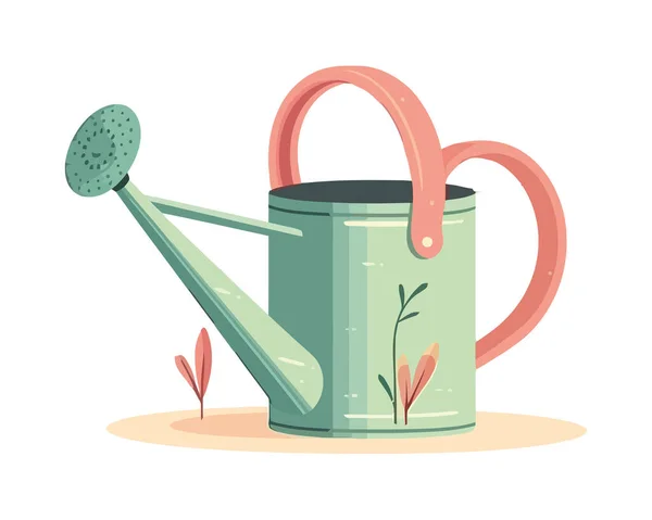 Green Watering Can Pours Life Nature Isolated — Stock Vector