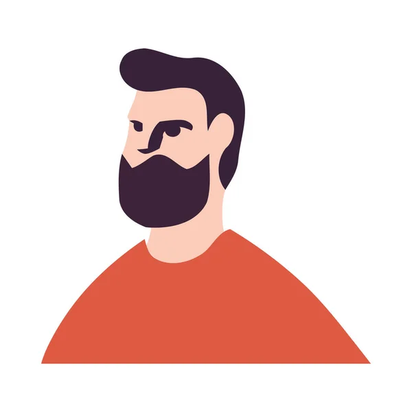Бородатый Человек Современном Плоском Дизайне Изолирован — стоковый вектор