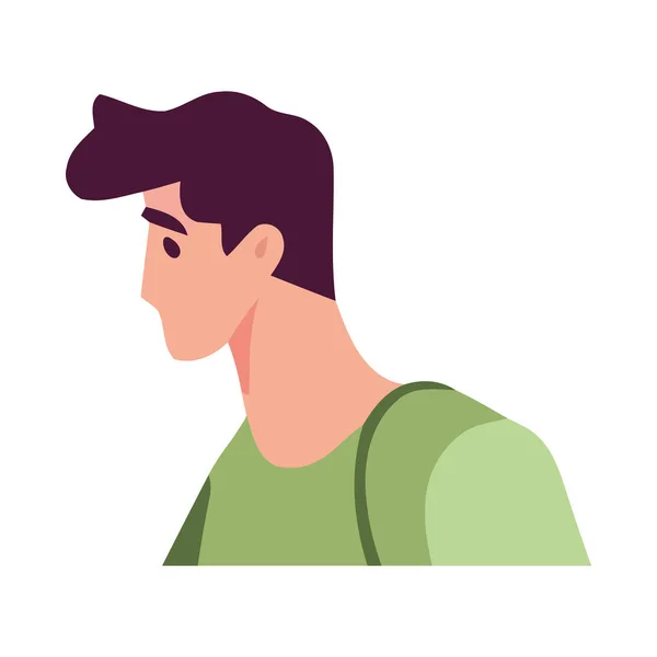 Man Profile View Smiling Cheerfully Isolated — Stock Vector