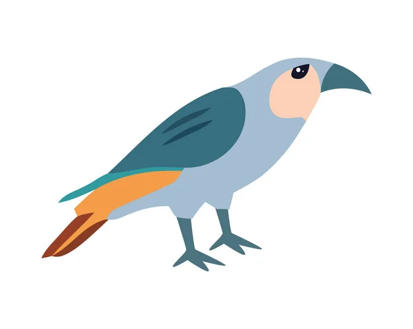 Netter Cartoon Vogel Mit Blauem Schnabel Isoliert — Stockvektor