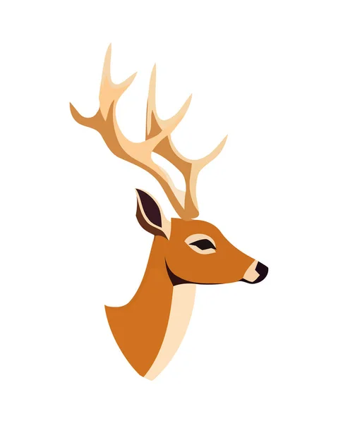 冬季鹿头吉祥物设计孤立 — 图库矢量图片