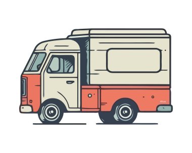 İzole edilmiş bir yolculukta mini bir minibüs kullanmak.