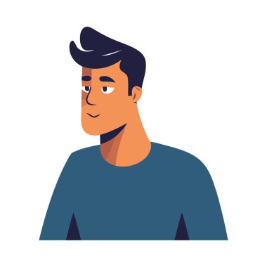 Modern saç stili olan genç bir adam.