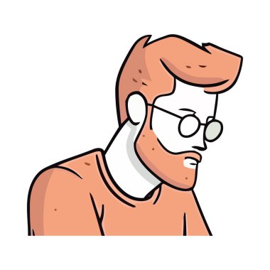 Sakallı ve gözlüklü neşeli bir adam.