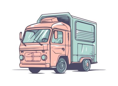 Eski mini minibüs yaz macerası için izole edilmiş.