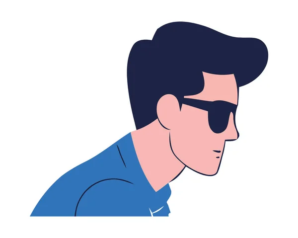 Young Man Wearing Sunglasses Character Isolated — Stock Vector
