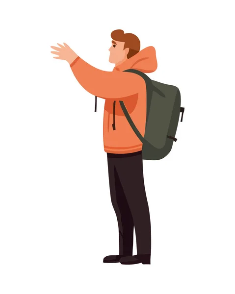 One Person Hiking Backpack Isolated — Stock Vector