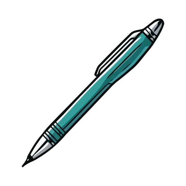 Metallic Pen Blue Color Icon Isolated — Stock Vector