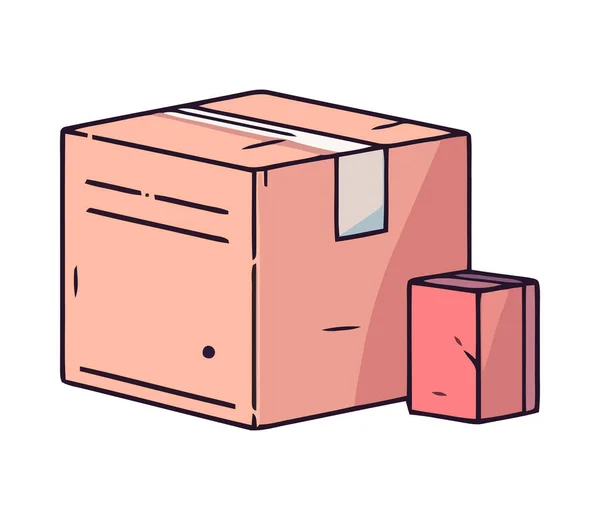 Shipping Cardboard Box Illustration Design Isolated — Stock Vector