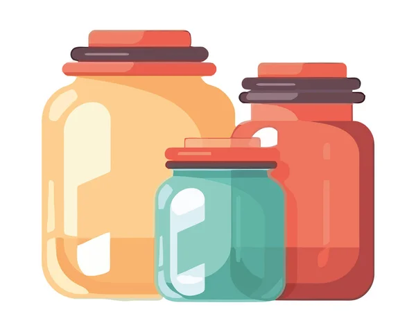 不同颜色的玻璃瓶图标隔离 — 图库矢量图片