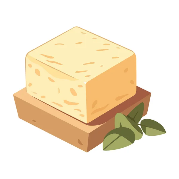 Čerstvý Ekologický Sýr Zdravými Mléčnými Výrobky Izolovaný — Stockový vektor