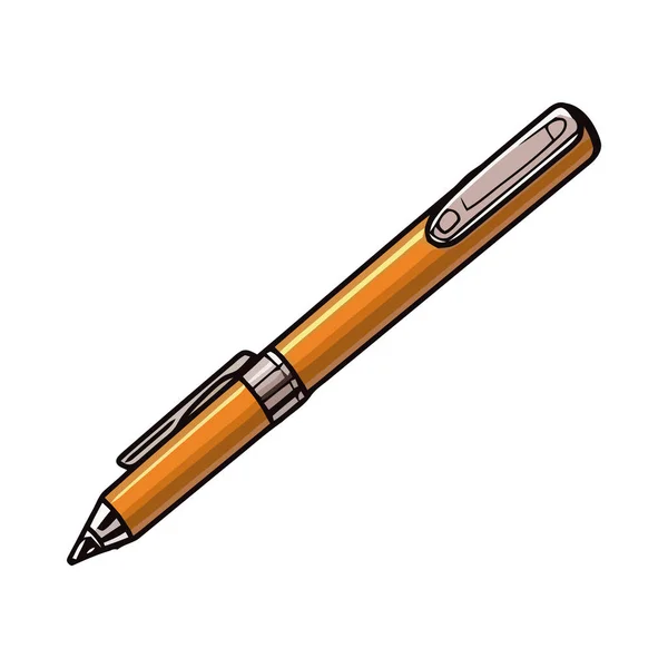 Žluté Kuličkové Pero Elegantní Ikona Izolované — Stockový vektor