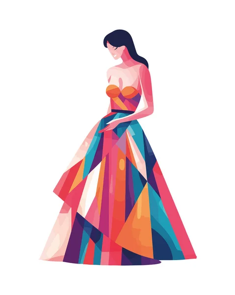 Les Femmes Mode Robe Célèbrent Amour Isolé — Image vectorielle