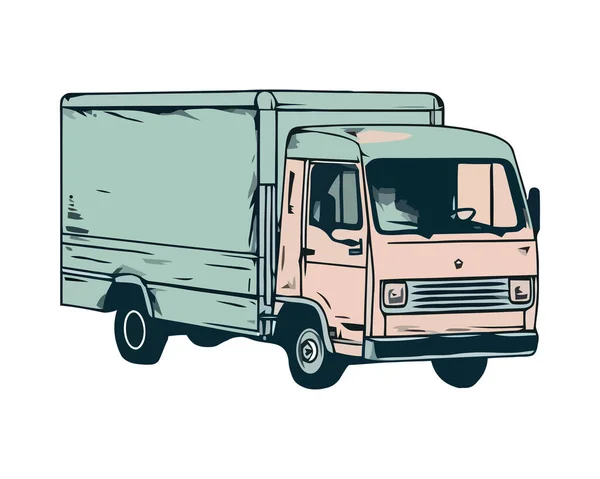 Βιομηχανία Εμπορευματικών Μεταφορών Που Παραδίδει Φορτίο Φορτηγό Απομονωμένο — Διανυσματικό Αρχείο